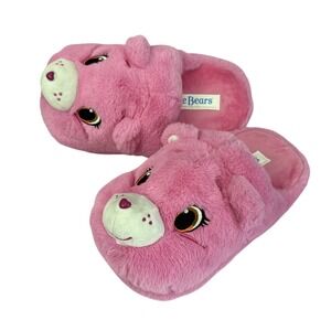 Pink Care Bears Cheer Bear Plush Adult Slippers L/XL Memory‎ Foam Retro Kidcore